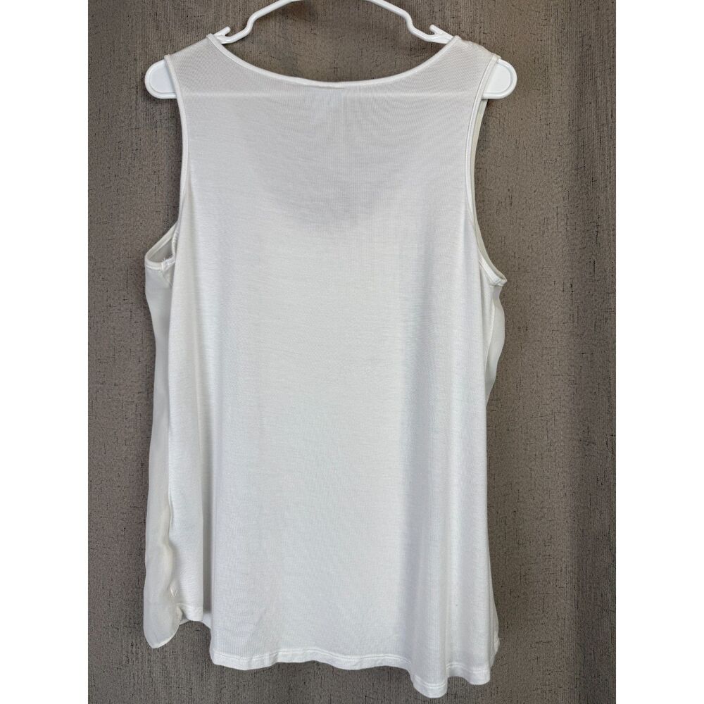 Worthington White Pintuck Front Sleeveless Tank Blouse Mixed Fabric - Picture 3 of 5